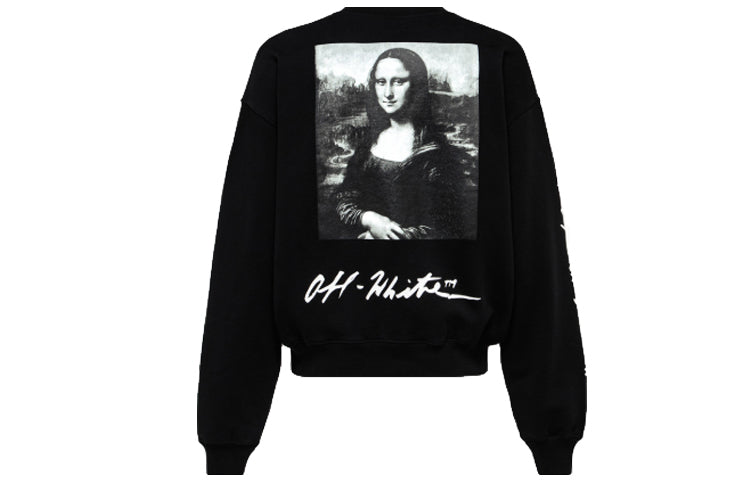 Off-White SS19 Back Mens Logo Mona Lisa Round Neck Sweater OMBA035S190030051020