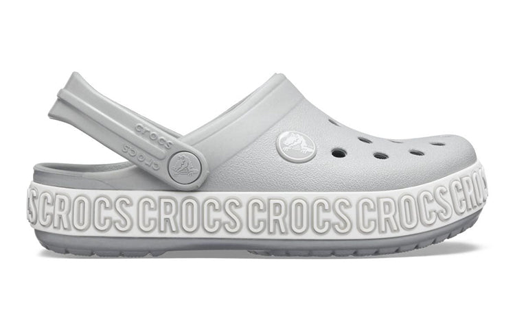 (GS) Crocs Crocband Logo Mania Clogs 'Grey Silver' 205992-00J
