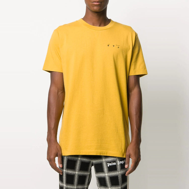 Off-White Printing Round Neck Short Sleeve Yellow OMAA027F20FAB0081610