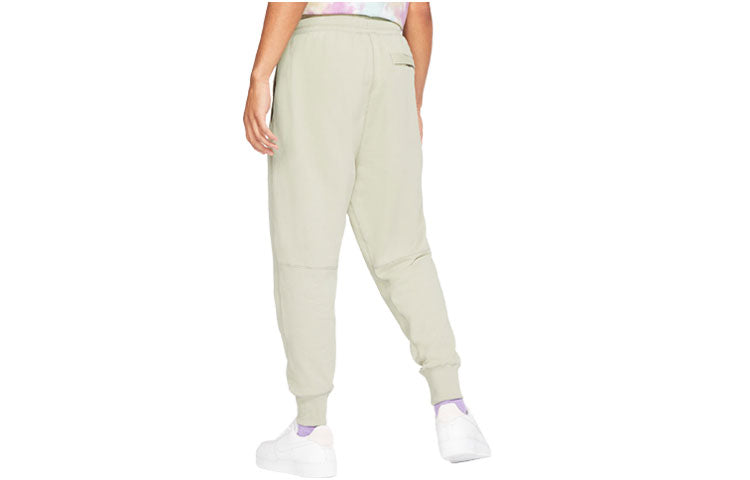 Nike Sportswear Embroidered Logo Solid Color Bundle Feet Sports Pants Beige Creamy DA0019-230