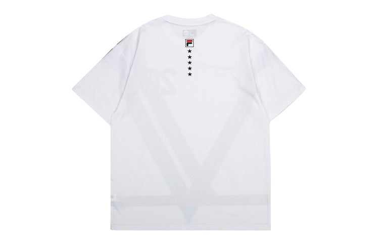 FILA FUSION Loose Dropped Shoulder Sleeves Contrasting Colors Short Sleeve White T11M032101F-WT