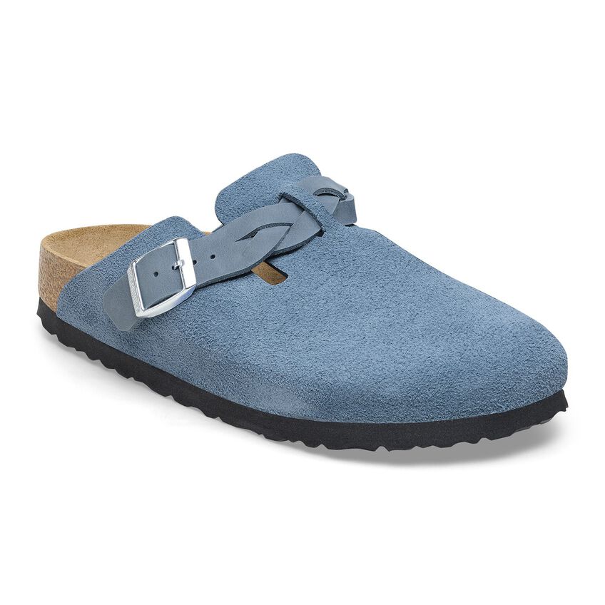 Birkenstock Boston Braided Suede Leather Sandals 'Elemental Blue' 1026673