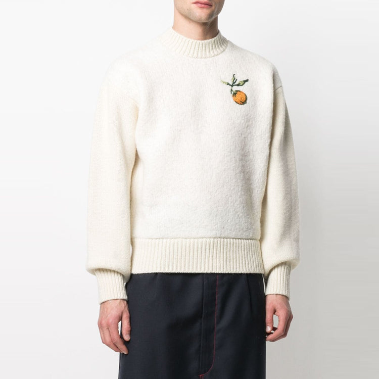 Off-White Unisex Printing Round-neck Knitted Sweaters Ivory OMHE057F20KNI0010118
