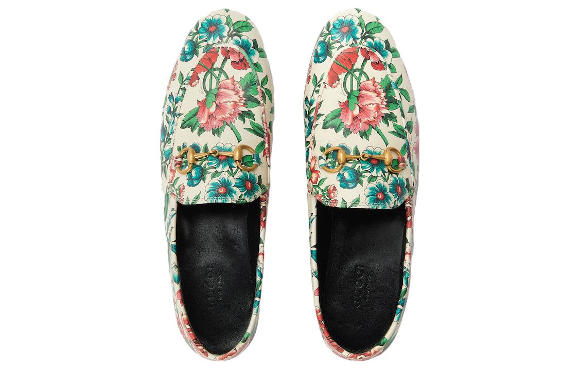 (WMNS) Gucci Horsebit Printed Leather Loafers 'White Pink' 746392-AAB0D-8464