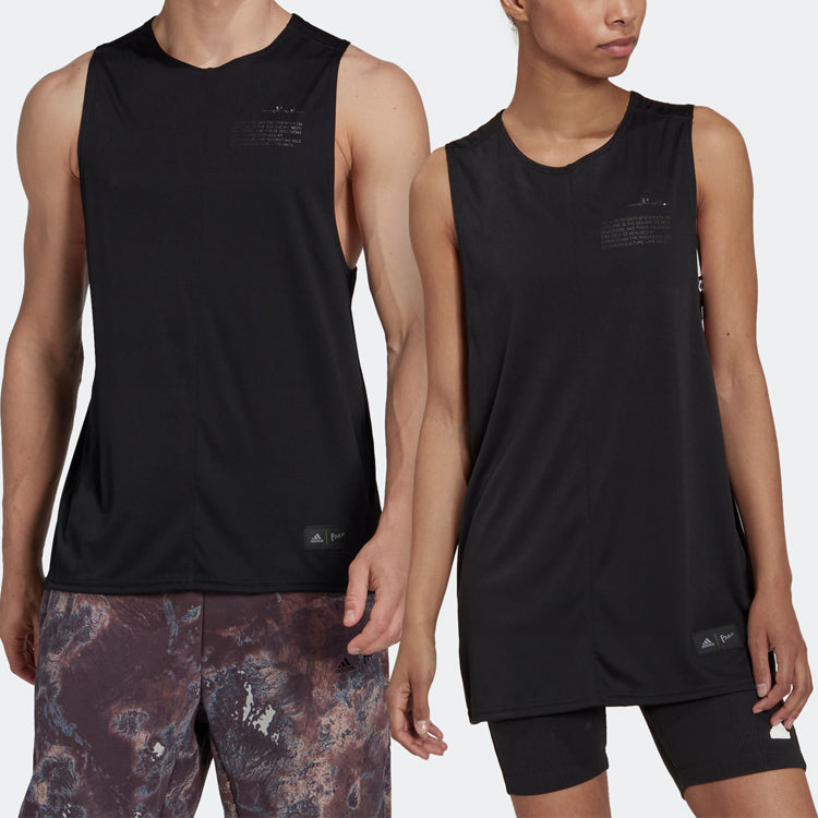 adidas U Prly Slvls T Solid Color Round Neck Loose Sports Vest Unisex Black HK4514