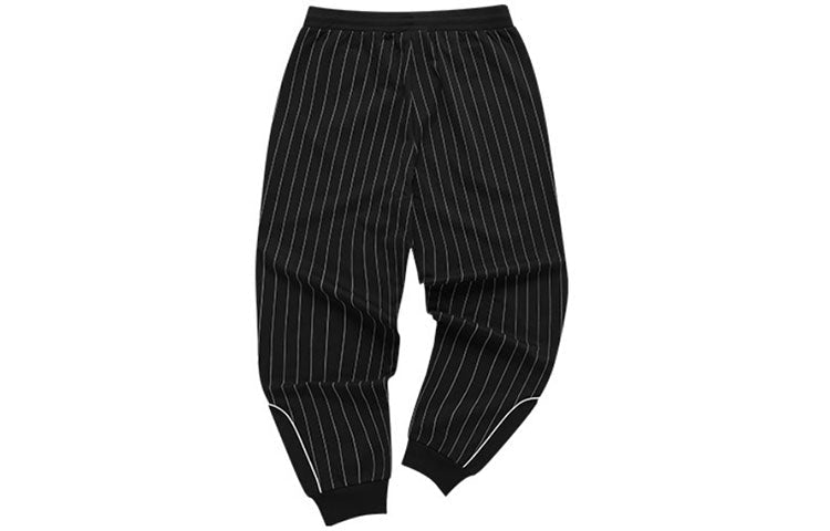 FILA FUSION Knit Breathable Stripe Athleisure Casual Sports Bundle Feet Pants Black T11M122605F-BK