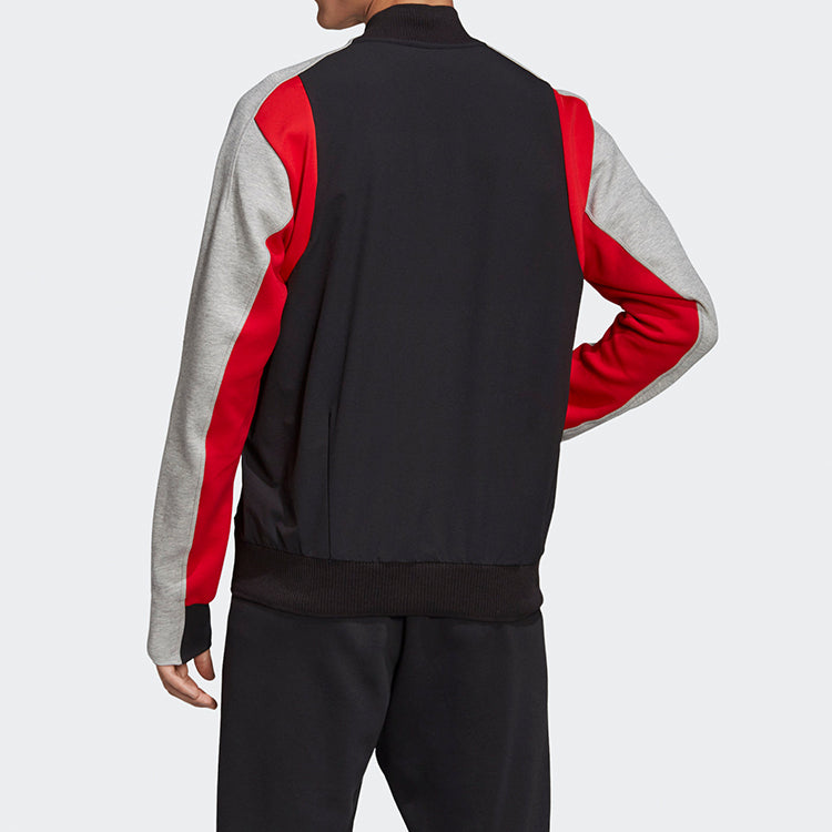 adidas Colorblock Sports baseball uniform aviator Jacket Black Red Gray FL3593