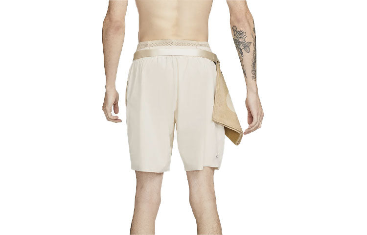 Men's Nike x MMW Crossover Solid Color Yoga 3 In 1 Sports Shorts Cream Yellow DD9440-280