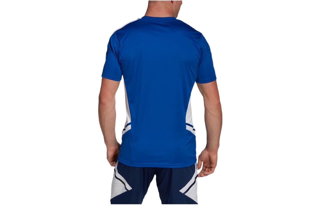 Men's adidas Stripe Printing Logo Colorblock Short Sleeve Japanese Version Blue T-Shirt HA6285