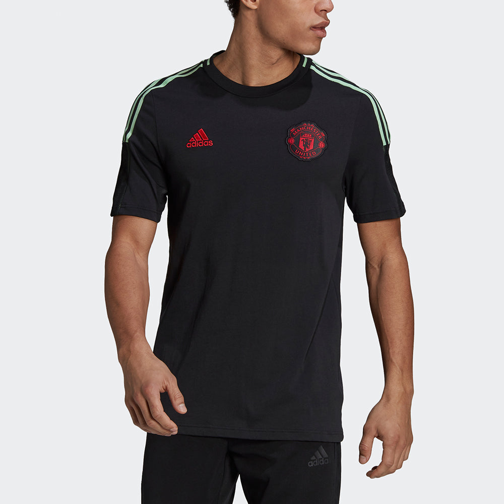 adidas MENS Mufc Tee Manchester United Football Short Sleeve Black GR9579