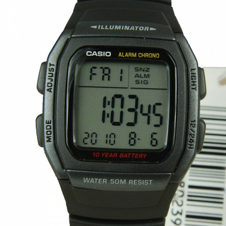 CASIO Quartz Waterproof Mens Black Digital W-96H-1BVDF