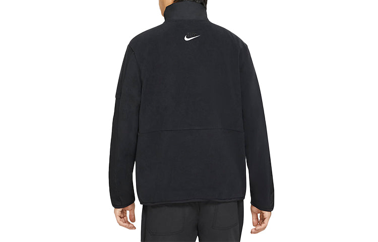 Nike Air Winterized Stand Collar Half Zipper Fleece Stay Warm Woven Jacket Black CU4164-010