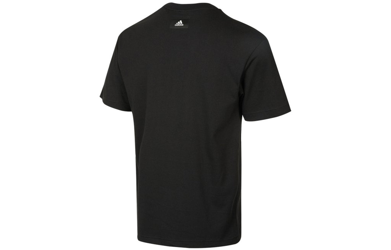 adidas M Fi 3b Tee Contrasting Colors Logo Sports Round Neck Short Sleeve Black H46559