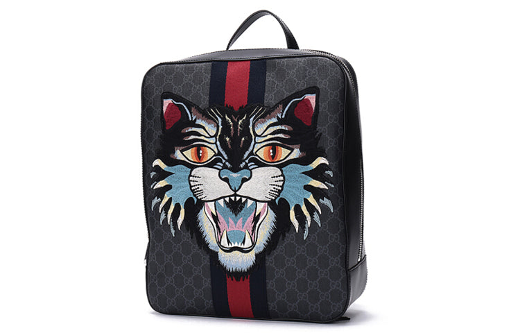 Gucci Cat Webbing Canvas Backpack 'Black Red Grey' 478324-9C2EN-8849