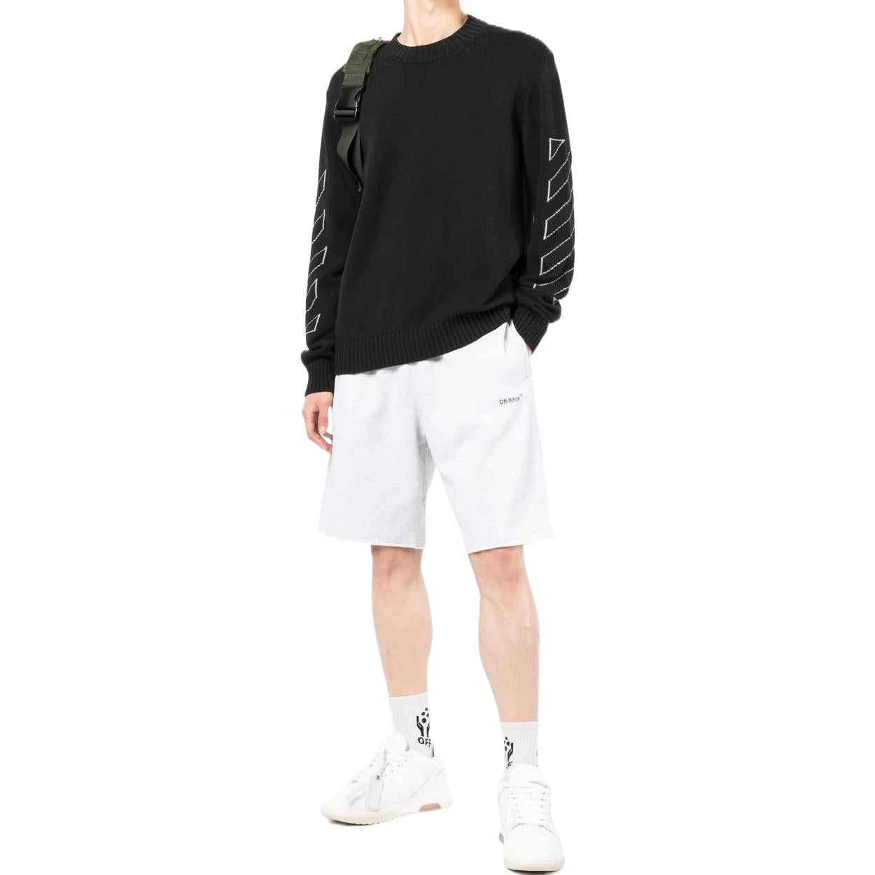 Off-White Solid Color Logo Printing Elastic Waistband Sports Shorts Version White OMCI006C99FLE0030808