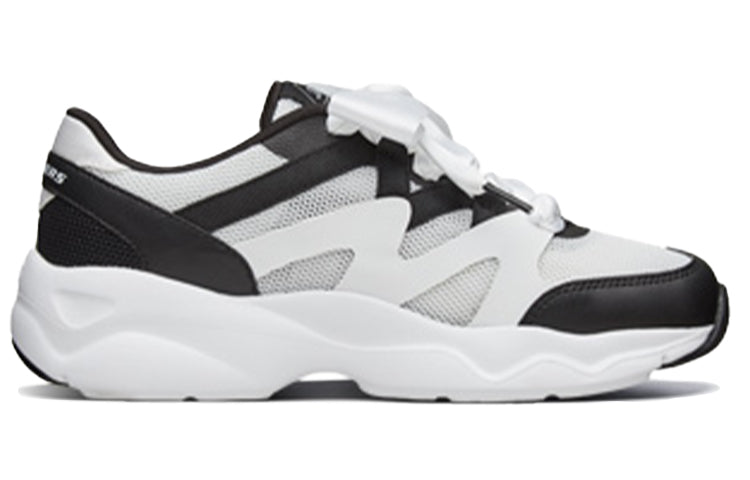 (WMNS) Skechers D'Lites Airy Low-Top Daddy Shoes White/Black 66666203-WBK