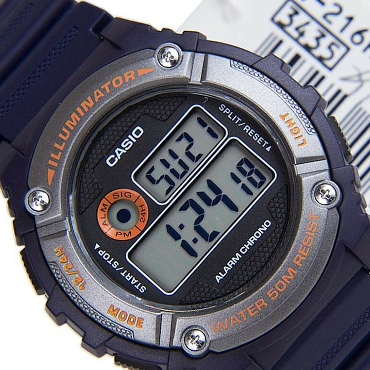 CASIO Multifunction Sports Watch 50 waterproof LED Blue Digital W-216H-2BVDF
