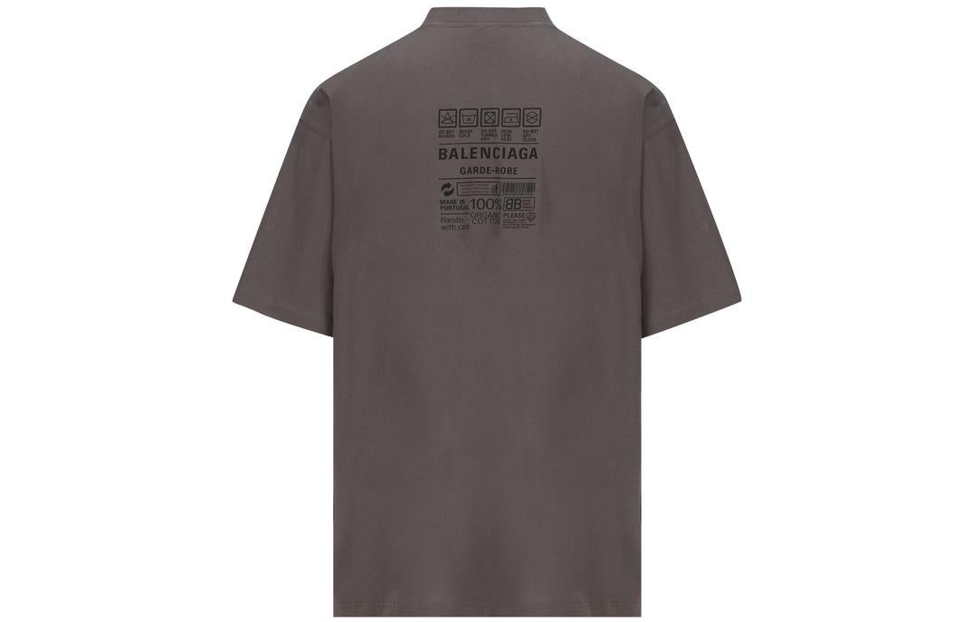 Balenciaga Care Label T-shirt Medium Fit 'Grey Black' 724514TNVL91219