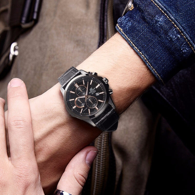 CASIO Waterproof EDIFICE Sapphire Crystal Quartz Mens Black Analog EFB-660BL-1AVUPRD