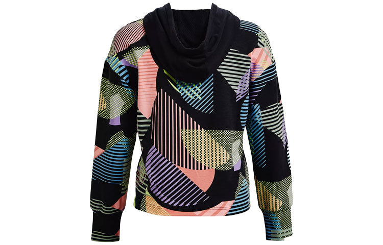 (WMNS) Under Armour Rival Terry Geo Printing Hoodie Black 1363259-001