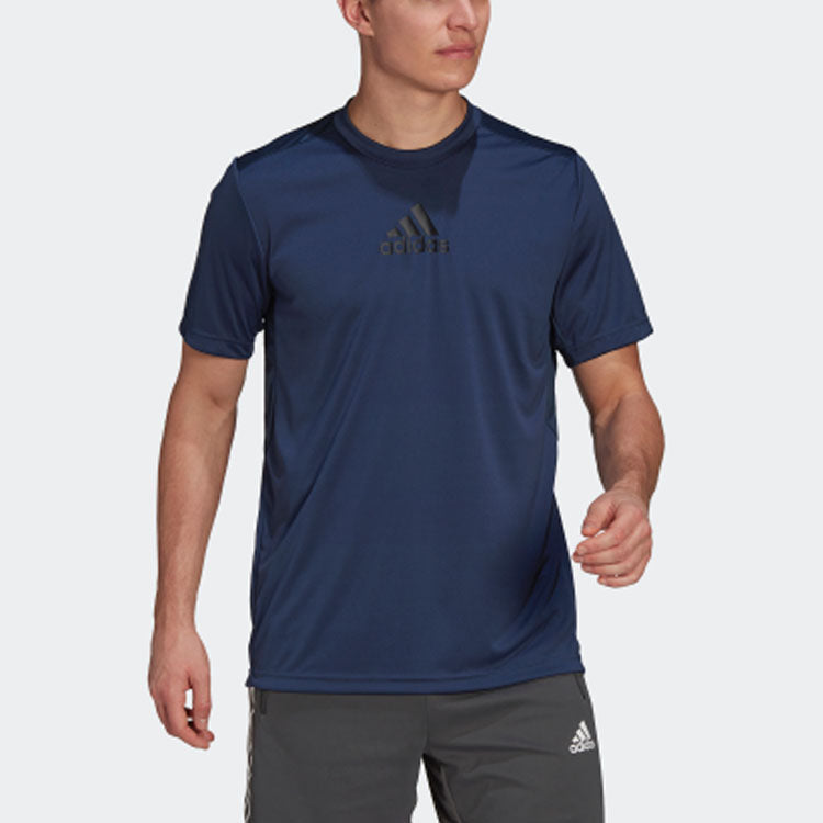 adidas Logo Printing Training Sport Round NeckShort Sleeve Men's Navy GM2129