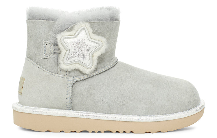 UGG Mini Bailey Button II Star (Big Kids) Grey/Purple 1107969K-GVT