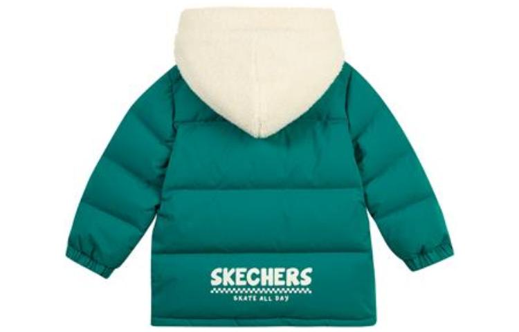 (GS) Skechers Graphic Hooded Zip-up Down Jacket 'Green White Navy' L422B015