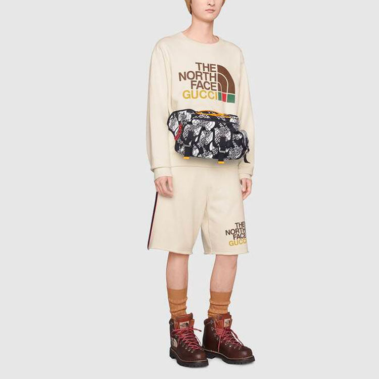 Men's Gucci x THE NORTH FACE Crossover Webbing Printing Cotton Shorts Ivory 651727-XJDIP-9756