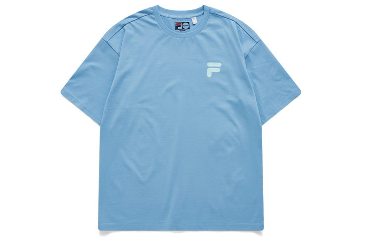 FILA FUSION Logo Printing Solid Color Loose Sports Short Sleeve Unisex Blue T11U126110A-LB