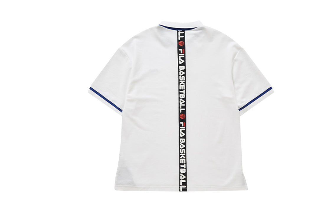 FILA Fusion Alphabet Logo Printing Short Sleeve Polo Shirt White T11M022105F-WT