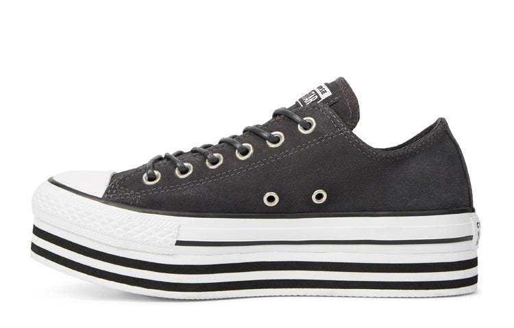 (WMNS) Converse Chuck Taylor All Star Platform Suede Low Top Suede Thick Sole Grey White 565832C