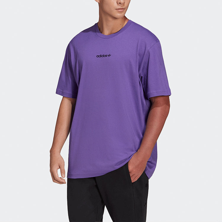 adidas originals Logo Printing Round Neck Short Sleeve Purple HN0383