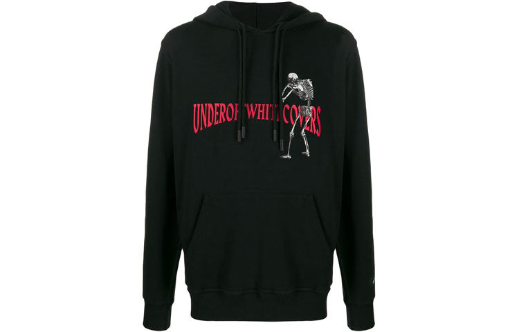Off-White x UNDERCOVER Crossover Skeleton Printing hooded Long Sleeves Black OMBB046G197620101088
