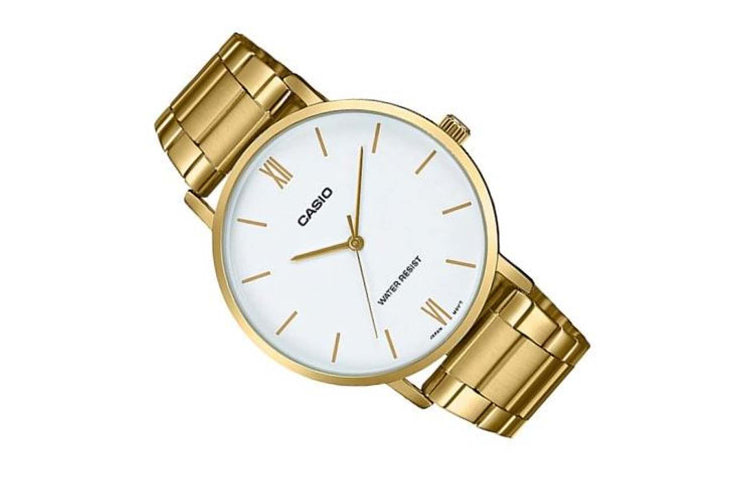 Casio Dress Analog Watch 'Gold White' MTP-VT01G-7B