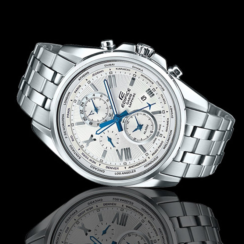 CASIO Quartz Waterproof EDIFICE Stainless Steel Strap White Dial Mens White Analog EFB-301JD-7A