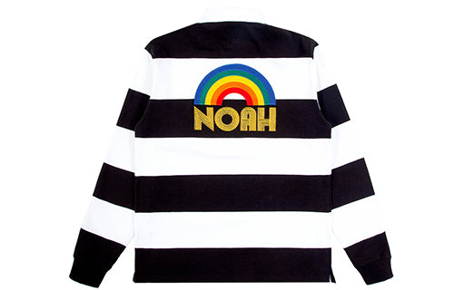 NOAH Rainbow Logo Rugby Black White Stripe Pullover Paul NOAH-SS19-010