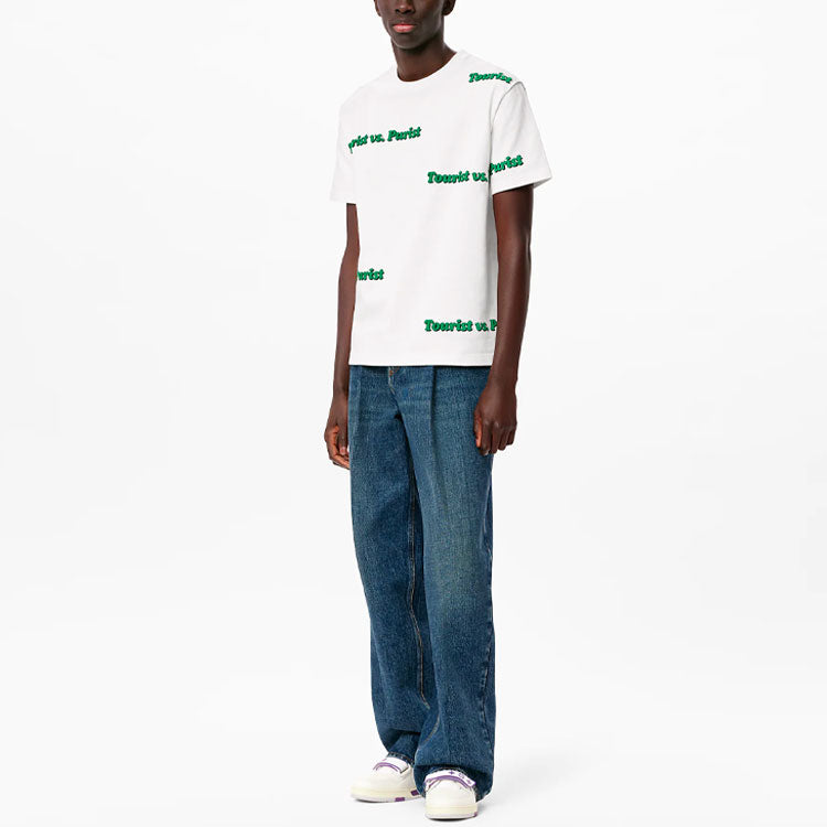 Men's LOUIS VUITTON FW21 Tourist VS Purist Alphabet Printing Cotton Short Sleeve White 1A971T