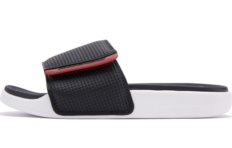 Skechers Velcro Stylish Flat Heel Sports Slippers Black Red 51729-BKRD