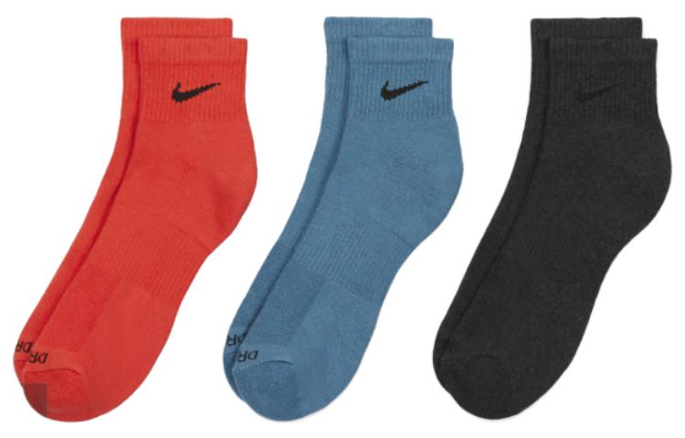 Nike Everyday Plus Cushioned Training Ankle Socks (3 Pairs) 'Black Blue Red' SX6890-912