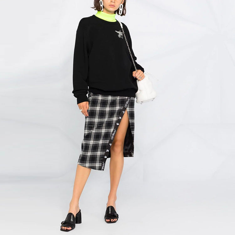 (WMNS) Off-White Printing Arrow Pattern Sports Hoodie Black OWBA055F20JER0061009