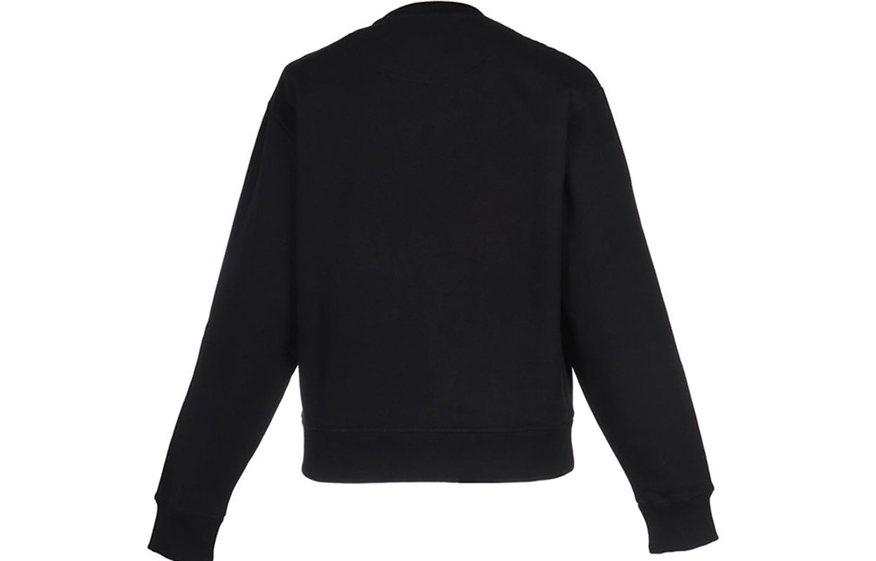 Men's KENZO FW20 Tiger Head Logo Embroidered Cotton Fleece Lined Round Neck Long Sleeves Black FA65SW1134XI-99