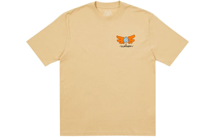 PALACE x Slap Magazine Crossover Angel Cartoon Funny Pattern Printing Short Sleeve Unisex Khaki P20TS254