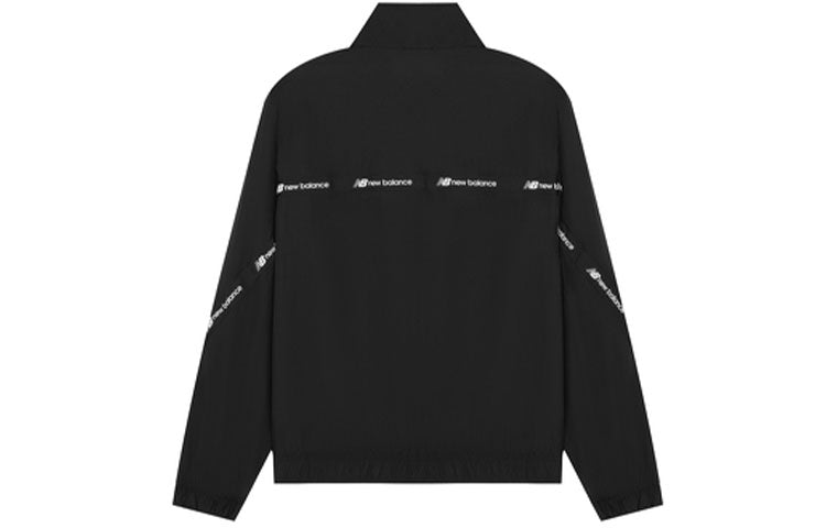 New Balance Logo Full-Zip Woven Jacket Asia Sizing 'Black White' AMJ22350-BK
