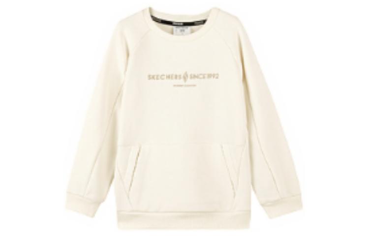 (GS) Skechers Round Neck Fleece-lined Thick Pullover Sweatshirt 'White' L422B006-00PS