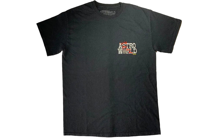 Travis Scott Unisex Cactus Jack Astroworld Tour Printed Round-neck Tee Black TC-274