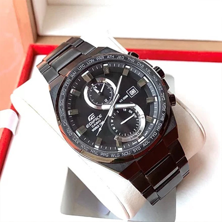 CASIO Waterproof Stainless Steel Strap Mens Black Analog EFR-542BK-1AV