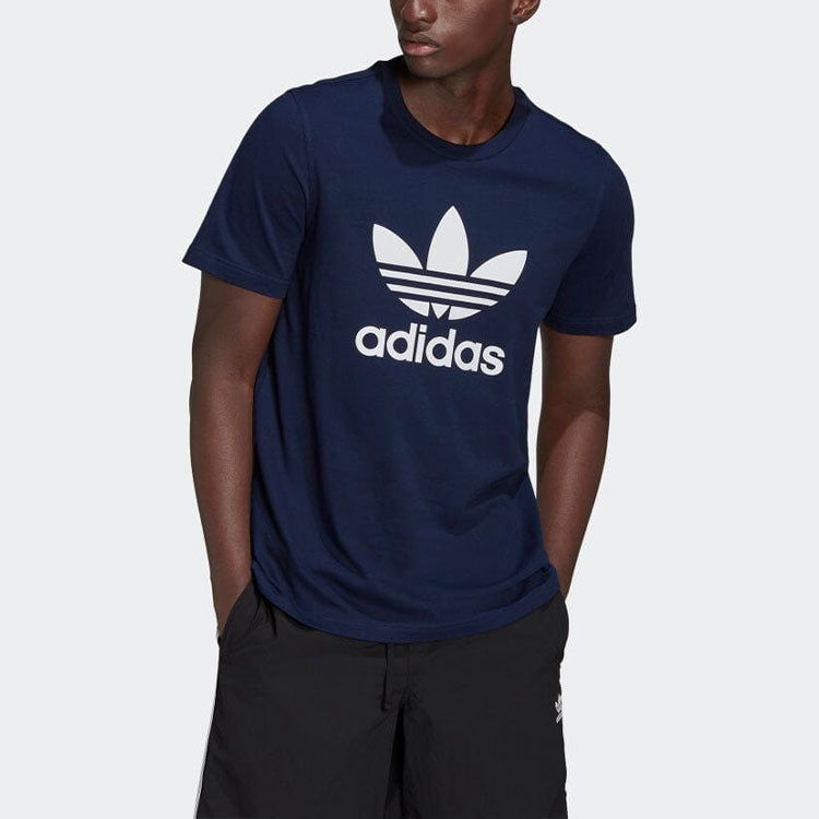Men's adidas originals Logo Printing Round Neck Short Sleeve Blue T-Shirt HK5226
