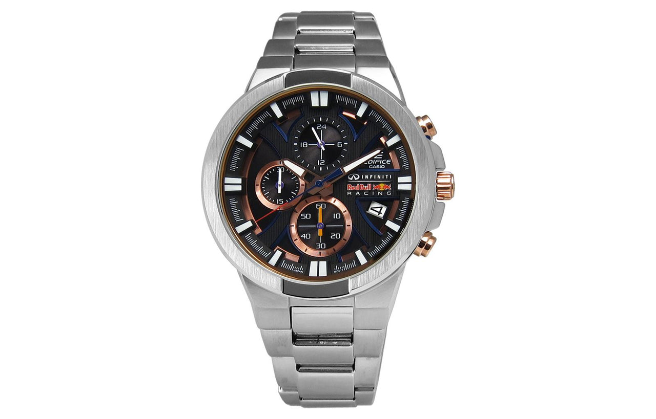 Men's CASIO EDIFICE Stylish Waterproof Quartz Movement Stainless Steel Strap Watch 44*38*12mm Black Mens EFR-544RB-1A