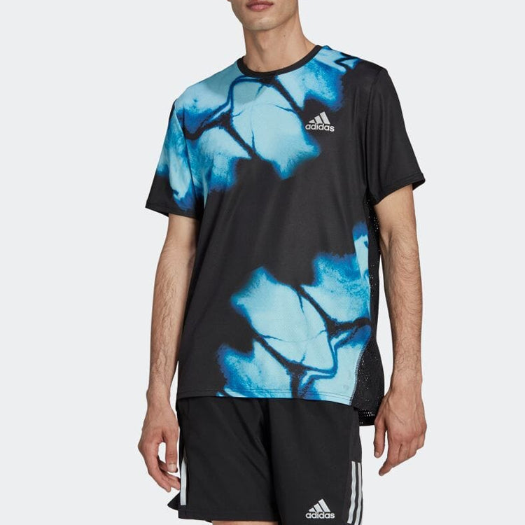 Men's adidas Colorblock Logo Printing Round Neck Short Sleeve Royal Blue T-Shirt HN9477