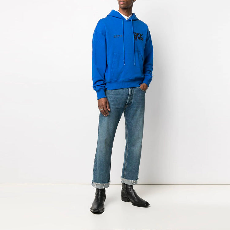 Off-White SS21 Alphabet Printing Pullover Loose Fit Blue OMBB037S21FLE0044510